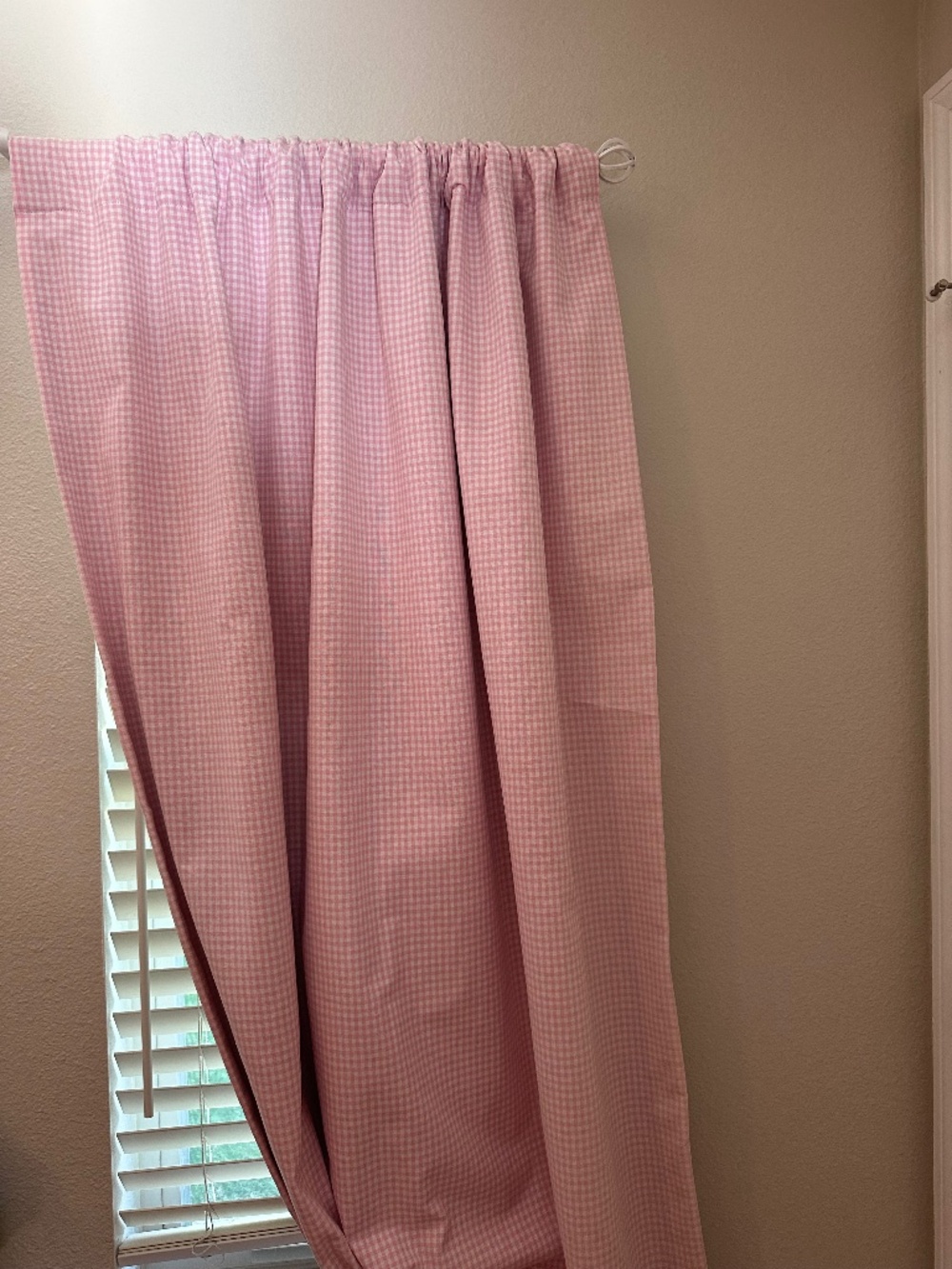 Pottery Barn Pink Gingham Blackout Drapes - Set of Two Panels